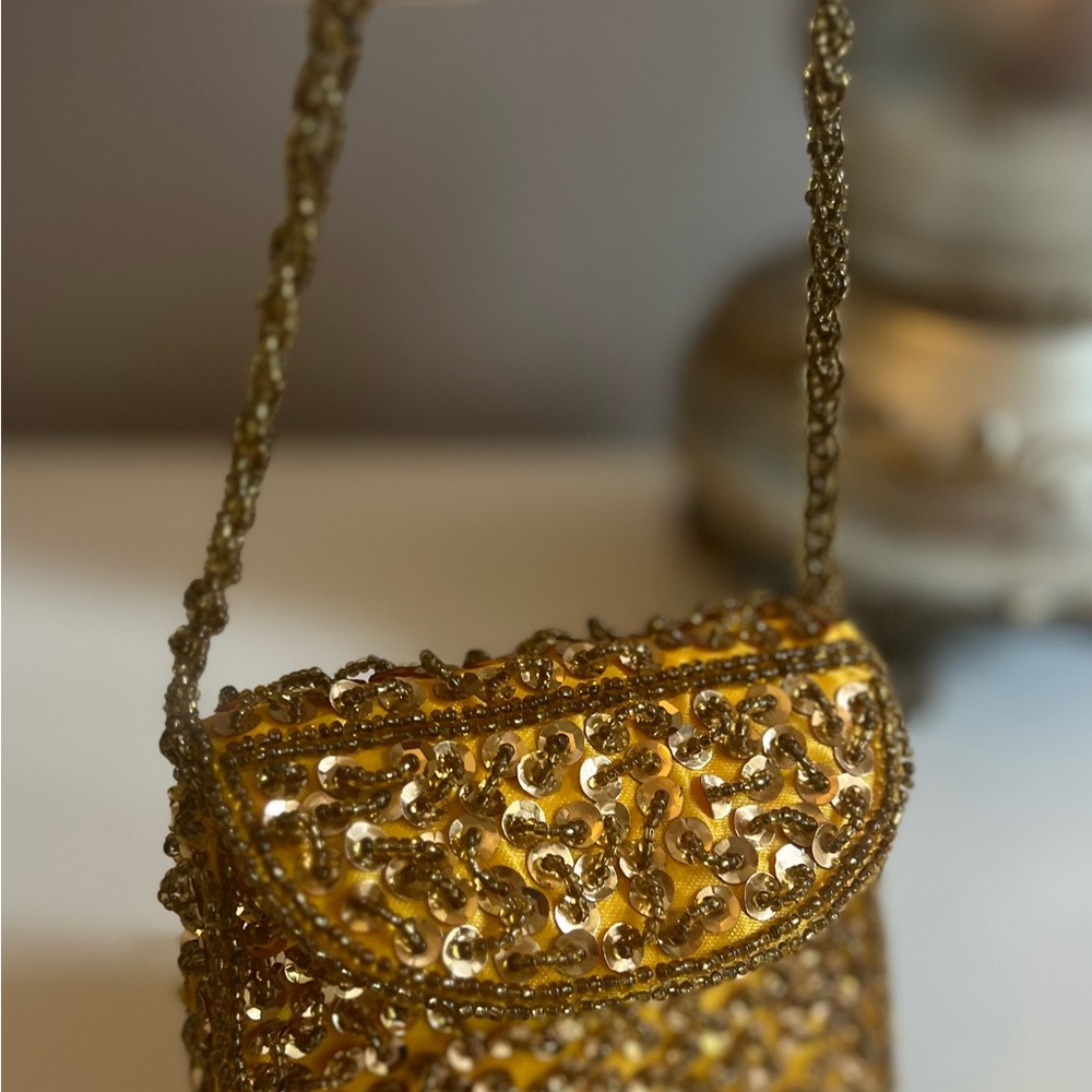 Precious Sequin Tiny Bag With Beaded Handle. - image 1